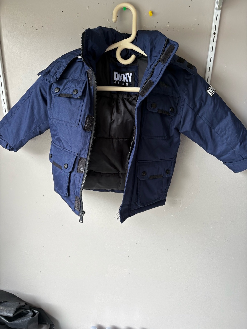 Dkny Navy Blue Kids Puffer Hooded Coat Boys Size 3T